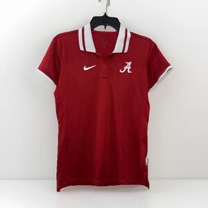 Nike Alabama Crimson Tide Women's Red White Polo Shirt Medium Dri-FIT Game Day